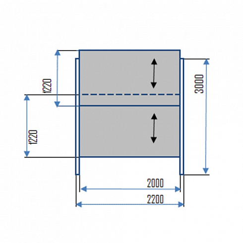 Колонная доска  с 2-мя досками. Размер доски: 2500 х 1220 мм; Ширина системы 2700 мм